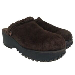 Vintage Rocket Dog Suede Clog Mules 8.5M Brown Platform 90s Y2k Chunky Grunge